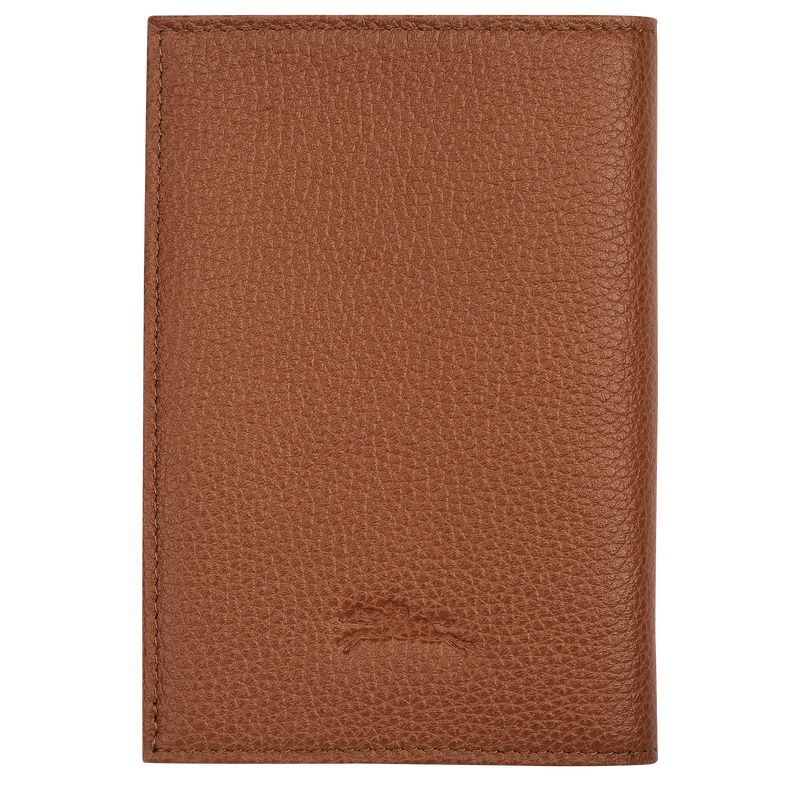 long champ Le FoulonnÉ Passport cover Leather Férfi Pouches Caramel | HUEB7283