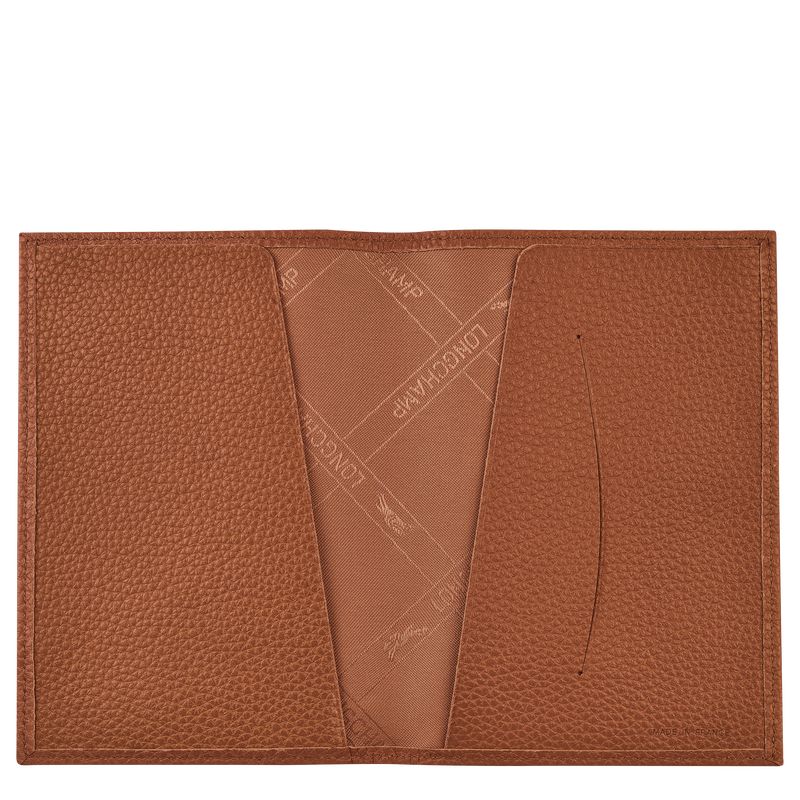 long champ Le FoulonnÉ Passport cover Leather Férfi Pouches Caramel | HUEB7283