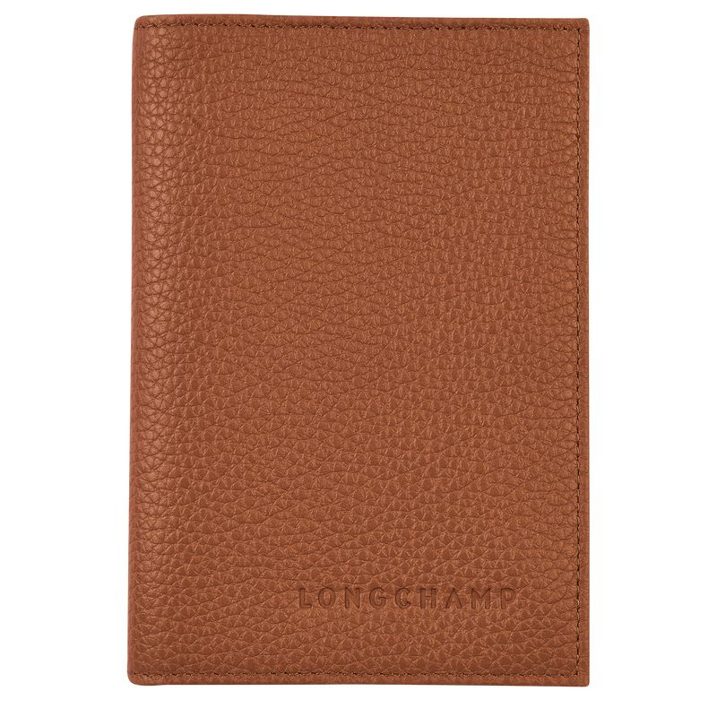 long champ Le FoulonnÉ Passport cover Leather Férfi Pouches Caramel | HUEB7283