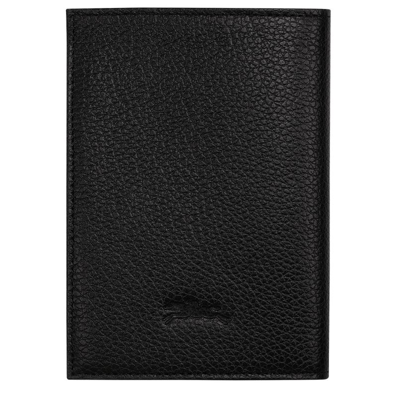 long champ Le FoulonnÉ Passport cover Leather Férfi Pouches Fekete | HUWN7282