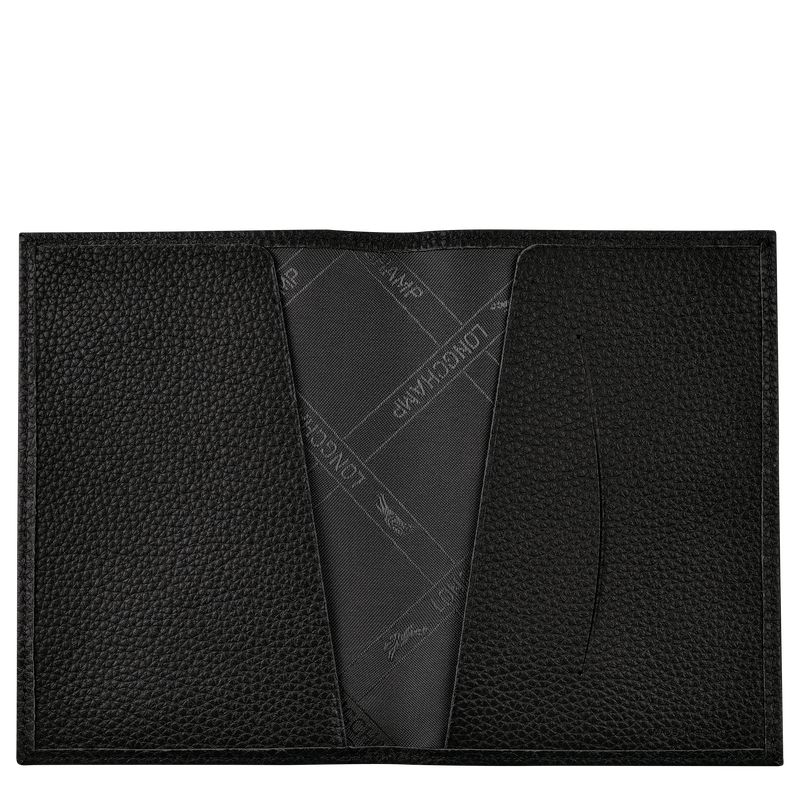 long champ Le FoulonnÉ Passport cover Leather Férfi Pouches Fekete | HUWN7282