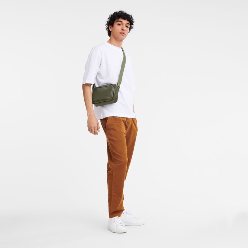 long champ Le FoulonnÉ S Camera Leather Férfi Crossbody Táska Khaki | HUYX7587