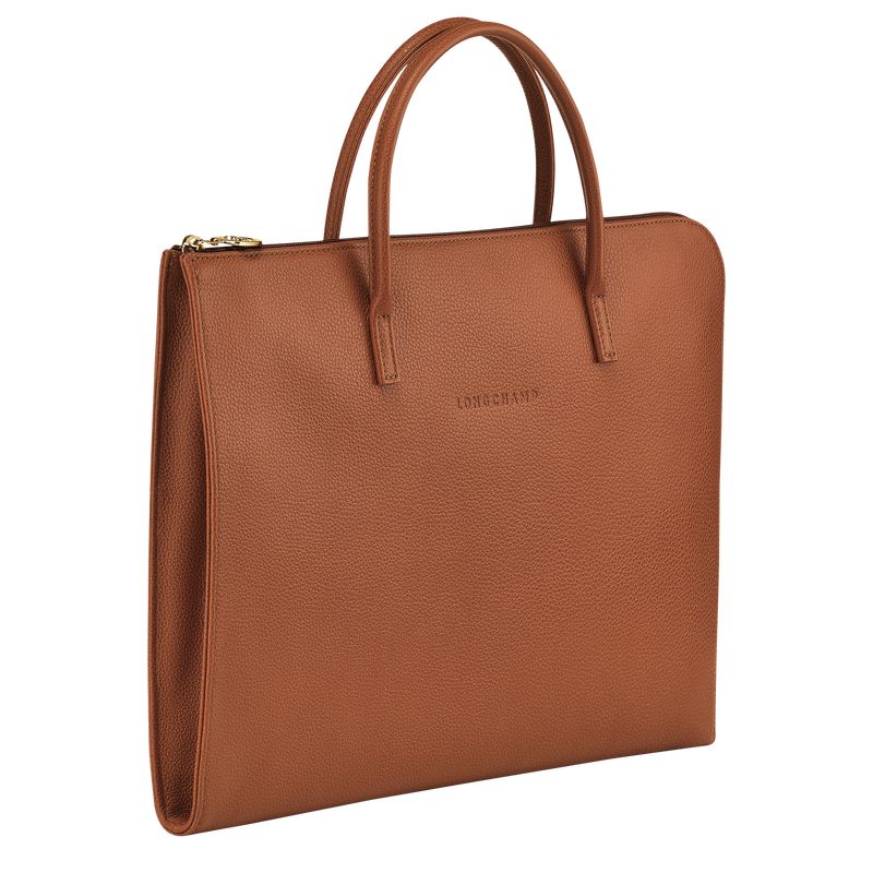 long champ Le FoulonnÉ S Leather Férfi Aktatáska Caramel | HUVR7622