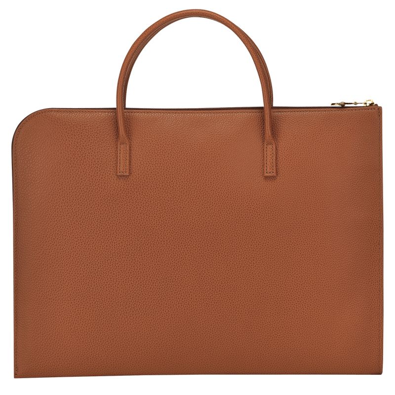 long champ Le FoulonnÉ S Leather Férfi Aktatáska Caramel | HUVR7622