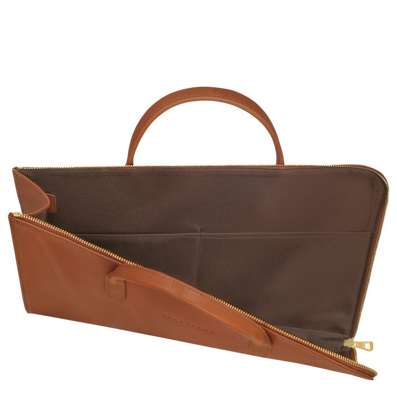 long champ Le FoulonnÉ S Leather Férfi Aktatáska Caramel | HUVR7622