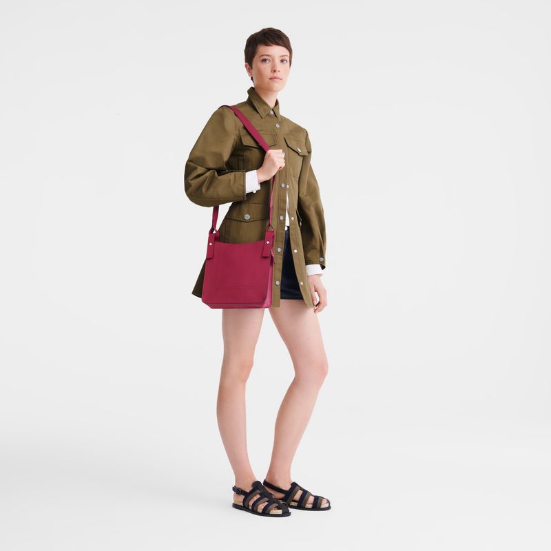 long champ Le FoulonnÉ S Leather Női Crossbody Táska Beetroot | HUNW8969