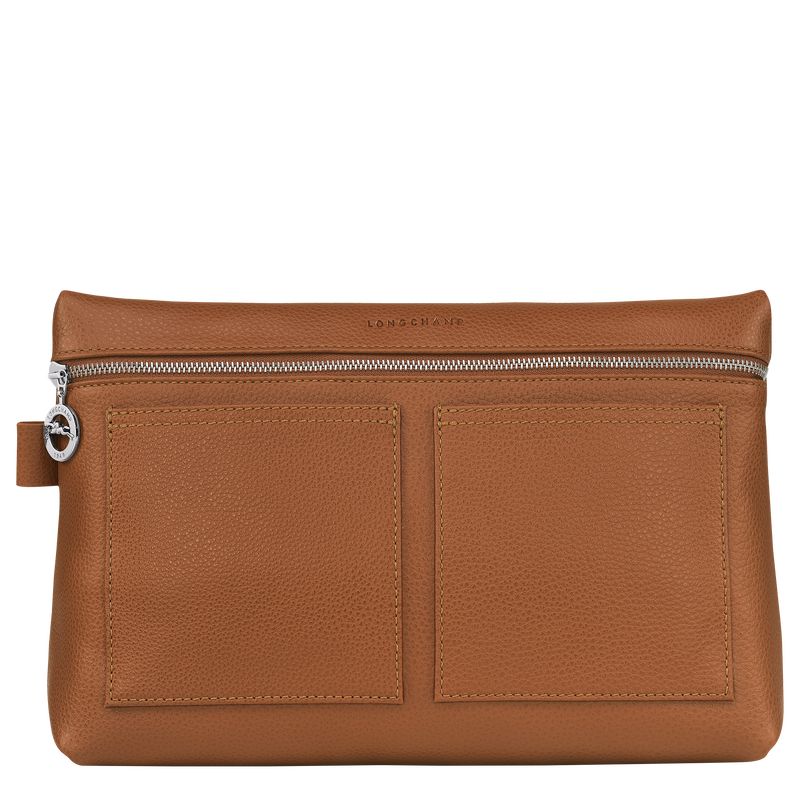 long champ Le FoulonnÉ Toiletry case Leather Női Utazótáskák Caramel | HUQM8320