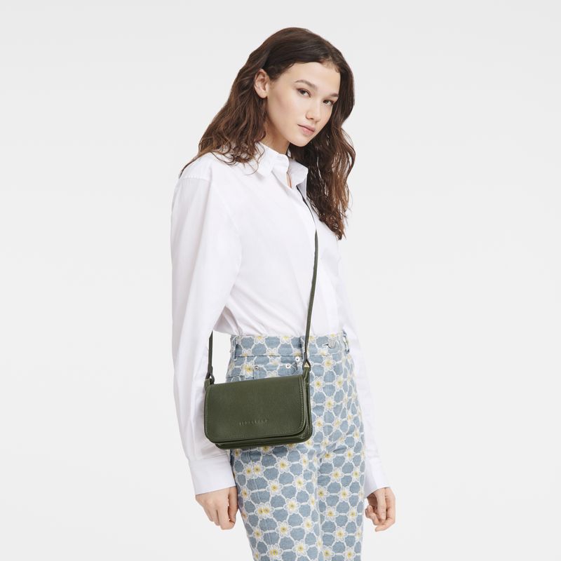 long champ Le FoulonnÉ XS Clutch Leather Női Crossbody Táska Khaki | HUFD9010