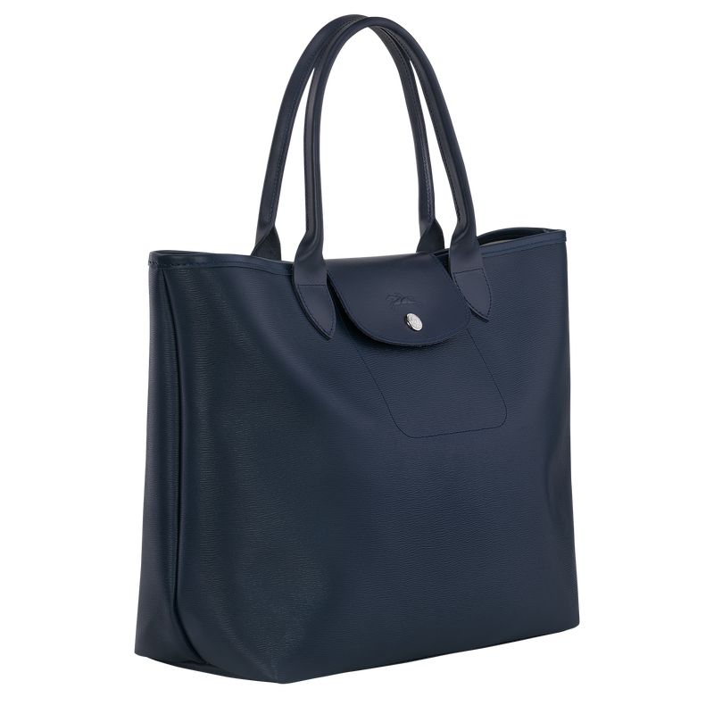 long champ Le Pliage City L Tote Canvas Női Kézitáska Sötétkék | HURV9253