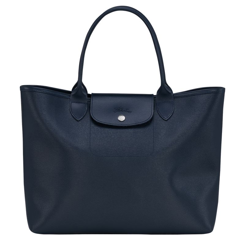 long champ Le Pliage City L Tote Canvas Női Kézitáska Sötétkék | HURV9253