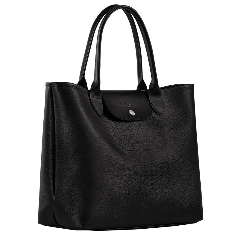 long champ Le Pliage City L Tote Canvas Női Kézitáska Fekete | HUTC9252