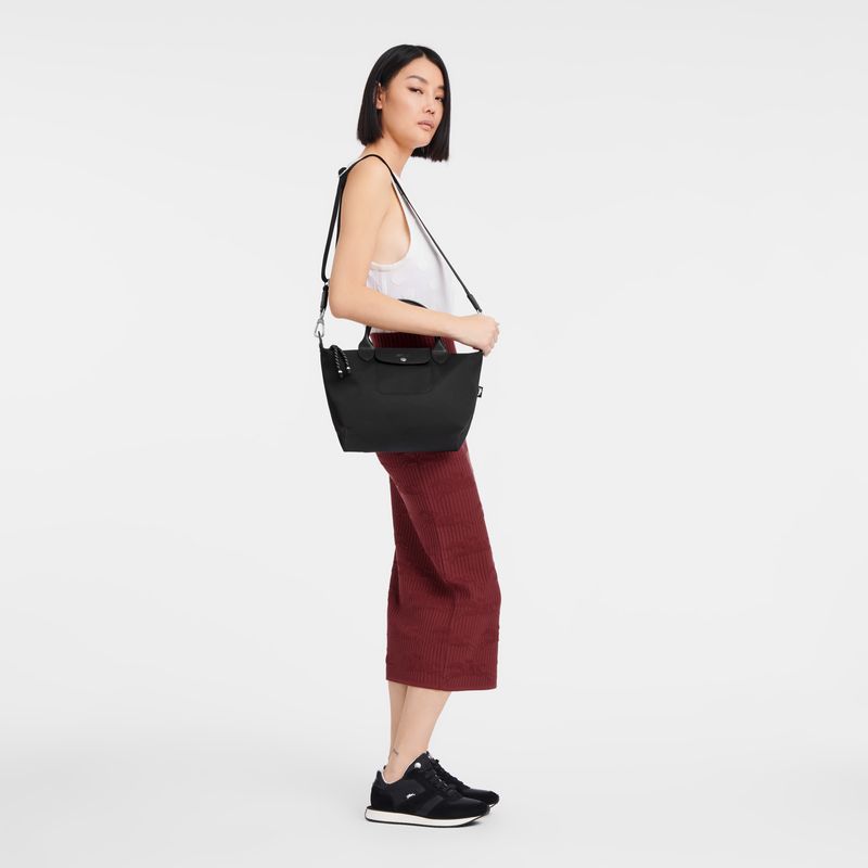 long champ Le Pliage Energy S Recycled canvas Női Kézitáska Fekete | HUXY9225