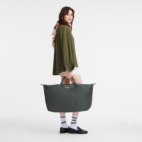 long champ Le Pliage Green M Recycled canvas Női Utazótáskák Graphite | HUTC8273