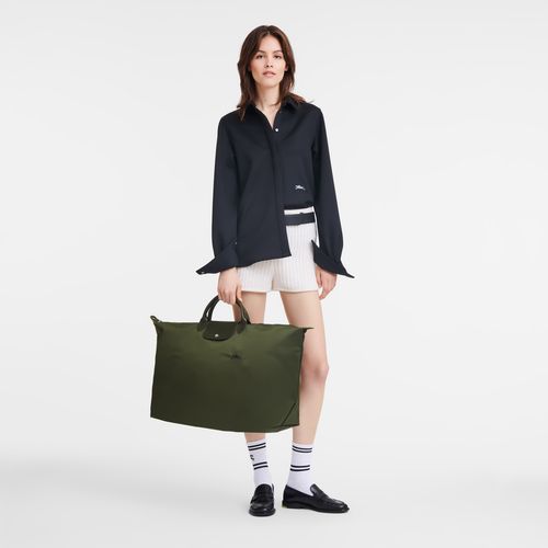 long champ Le Pliage Green M Recycled canvas Férfi Utazótáskák Forest | HUFD7190