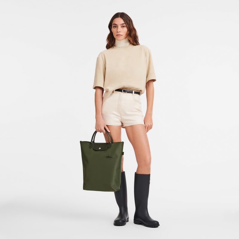 long champ Le Pliage Green M Tote Canvas Női Kézitáska Forest | HUZU9237