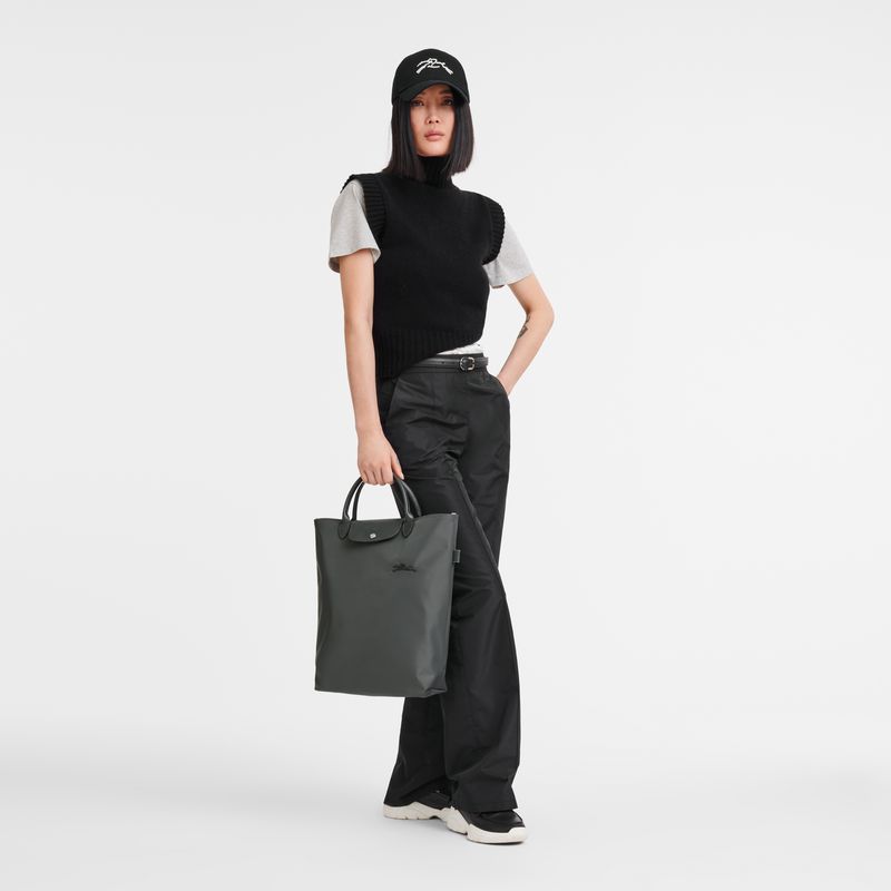 long champ Le Pliage Green M Tote Canvas Férfi Kézitáska Graphite | HUFD7502