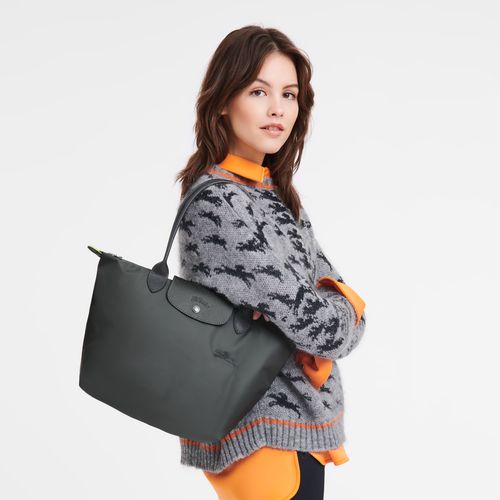 long champ Le Pliage Green M Tote Recycled canvas Női Válltáskák Graphite | HUEB8786