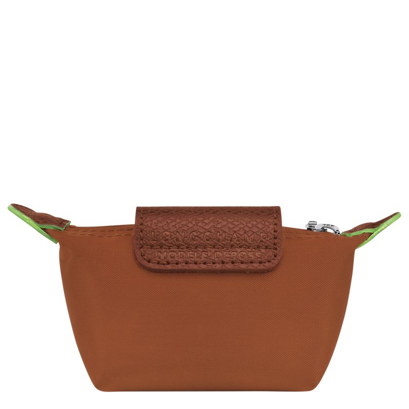 long champ Le Pliage Green Recycled canvas Női Érme Pénztárca Cognac | HUPJ8538