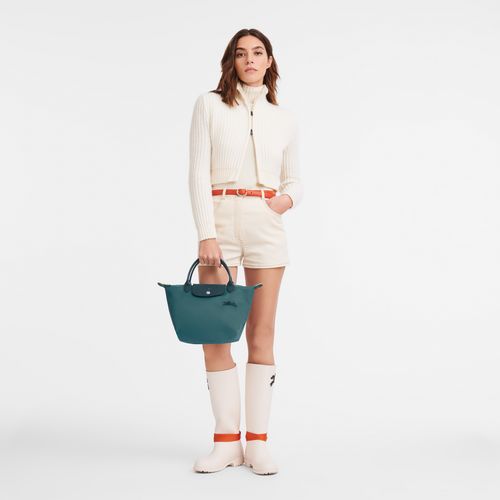 long champ Le Pliage Green S Recycled canvas Női Kézitáska Páva | HUYX9054