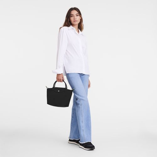 long champ Le Pliage Green S Recycled canvas Női Kézitáska Fekete | HUWN9047