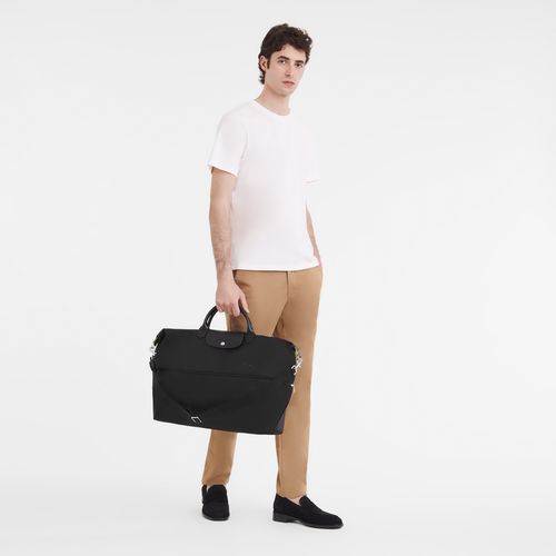 long champ Le Pliage Green expandable Recycled canvas Női Utazótáskák Fekete | HUEB8271