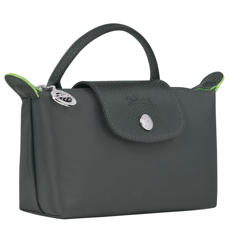 long champ Le Pliage Green with handle Recycled canvas Női Pouches Graphite | HUBE8453