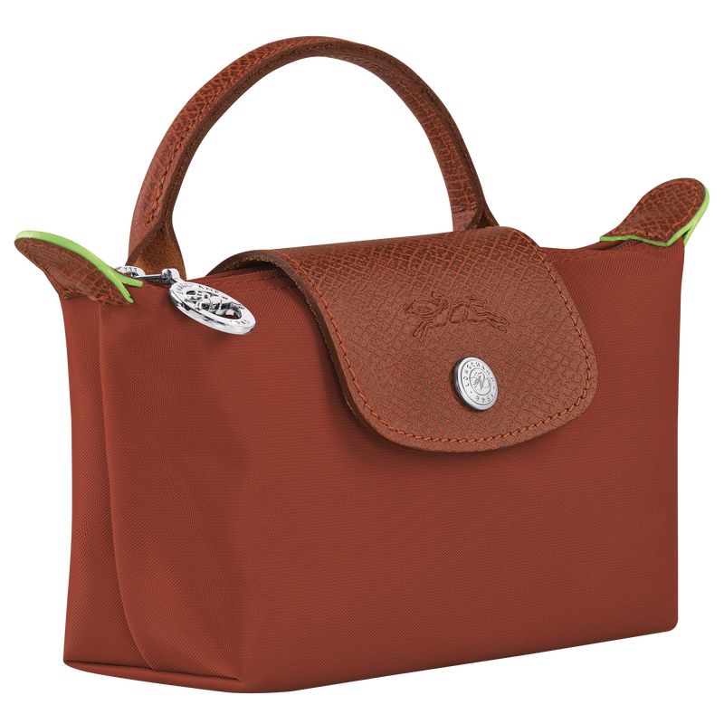 long champ Le Pliage Green with handle Recycled canvas Női Pouches Chestnut | HUNW8449