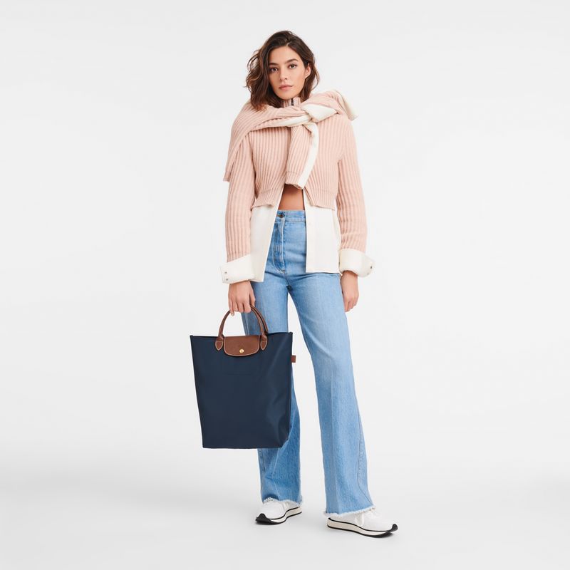 long champ Le Pliage Original M Tote Canvas Női Kézitáska Sötétkék | HUFD9243