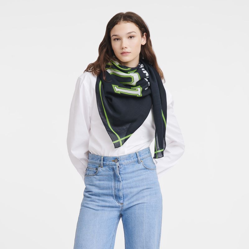 long champ Le Pliage University Scarf Wool Férfi Stoles Sötétkék | HUIL7065