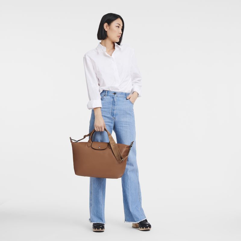 long champ Le Pliage Xtra L Leather Férfi Kézitáska Cognac | HUOK7480