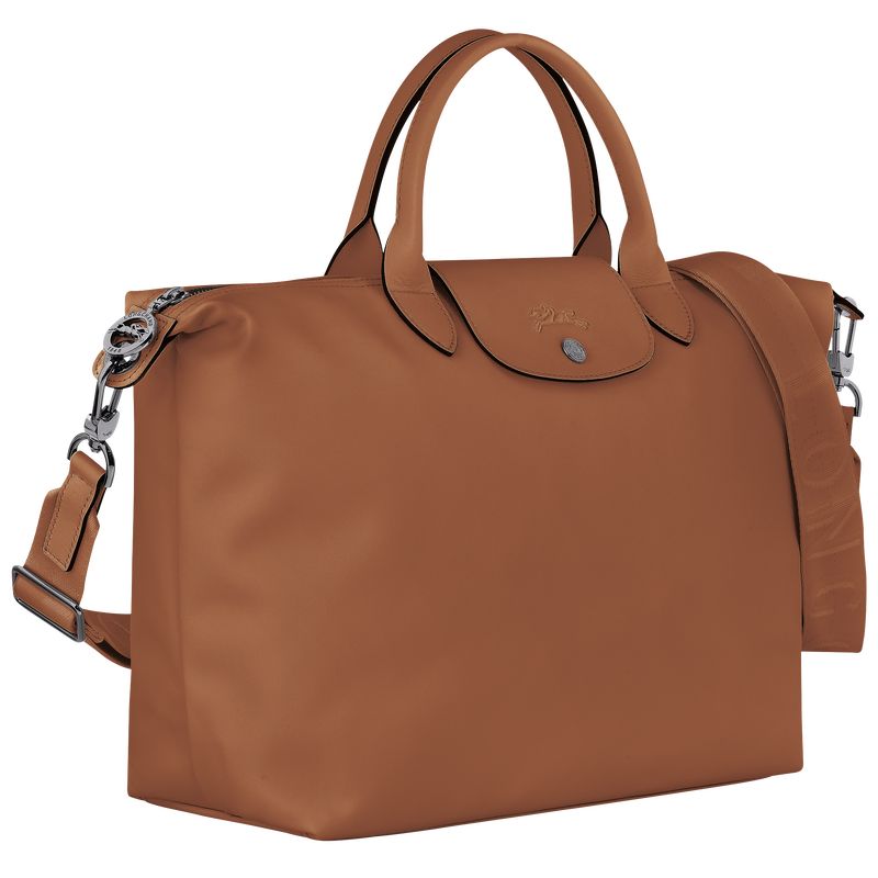 long champ Le Pliage Xtra L Leather Férfi Kézitáska Cognac | HUOK7480