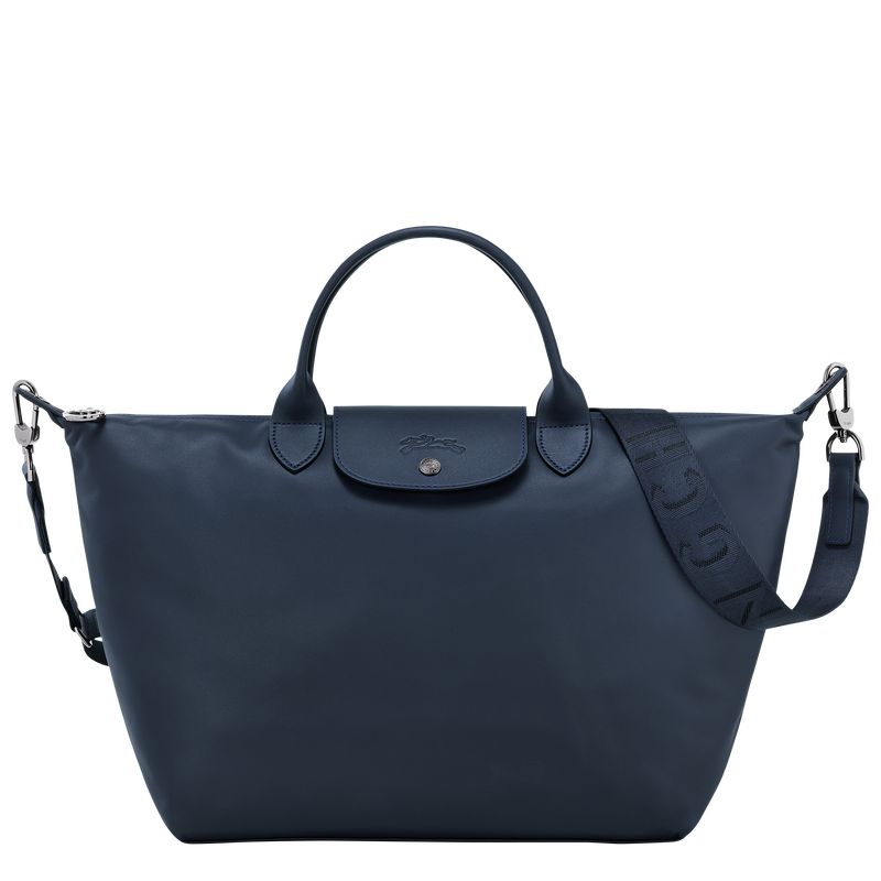 long champ Le Pliage Xtra L Leather Női Kézitáska Sötétkék | HUEB9259