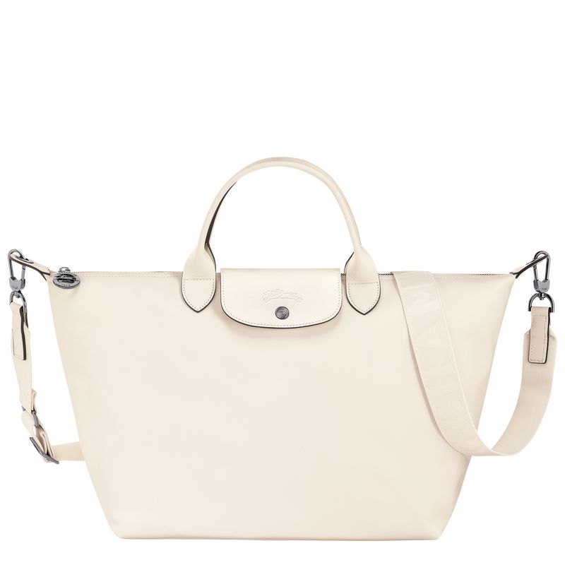 long champ Le Pliage Xtra L Leather Női Kézitáska Ecru | HUWN9203