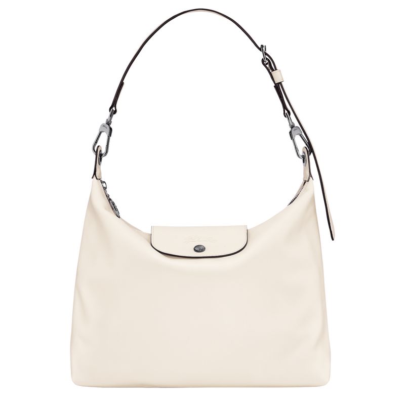 long champ Le Pliage Xtra M Hobo Leather Női Válltáskák Ecru | HUPJ8883