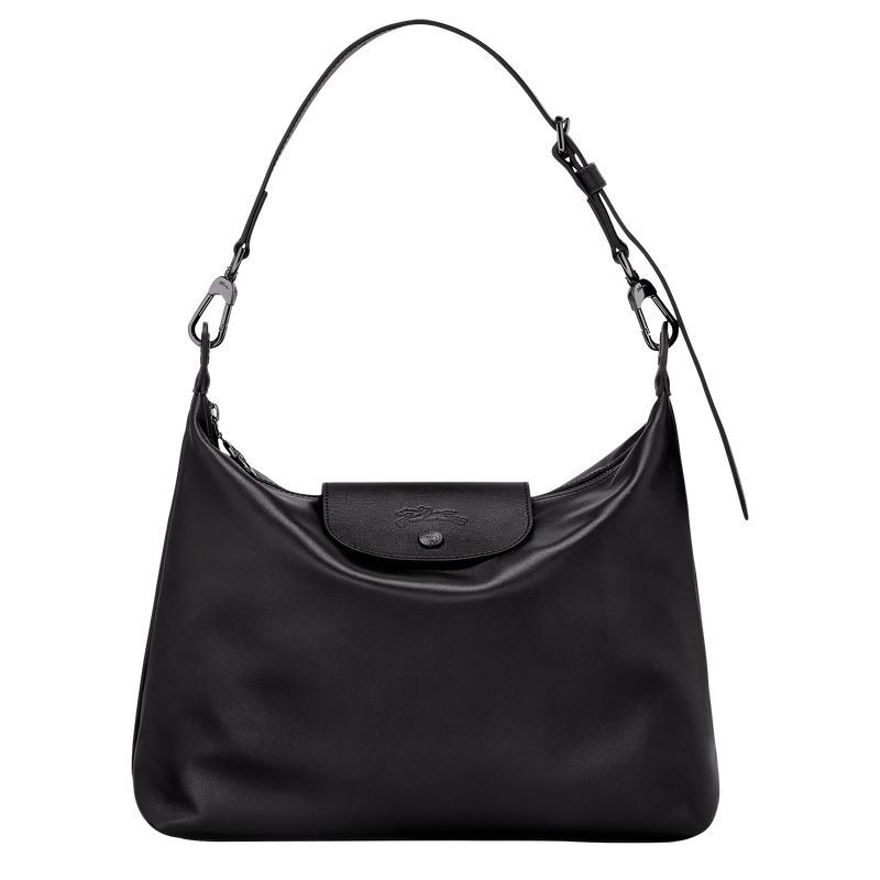 long champ Le Pliage Xtra M Hobo Leather Női Válltáskák Fekete | HUAH8882