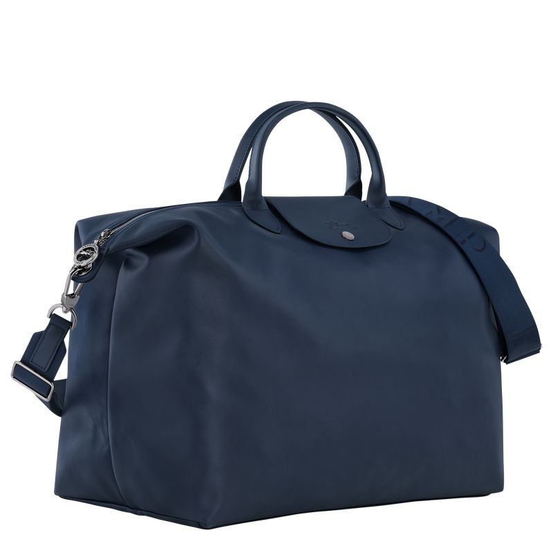 long champ Le Pliage Xtra S Leather Férfi Utazótáskák Sötétkék | HUXY7249