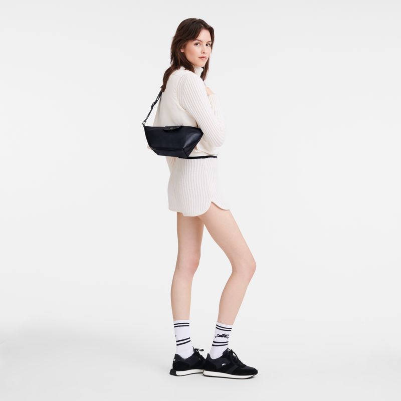 long champ Le Pliage Xtra XS Crossbody Leather Női Mini Táskák Fekete | HUBE9285