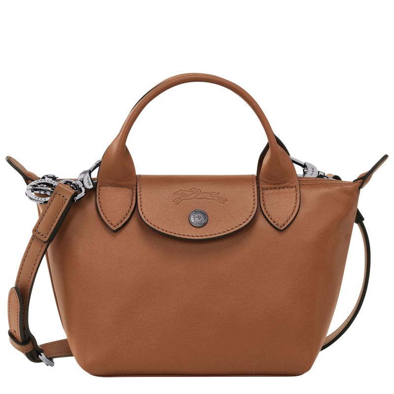 long champ Le Pliage Xtra XS Leather Női Kézitáska Cognac | HUTC9209