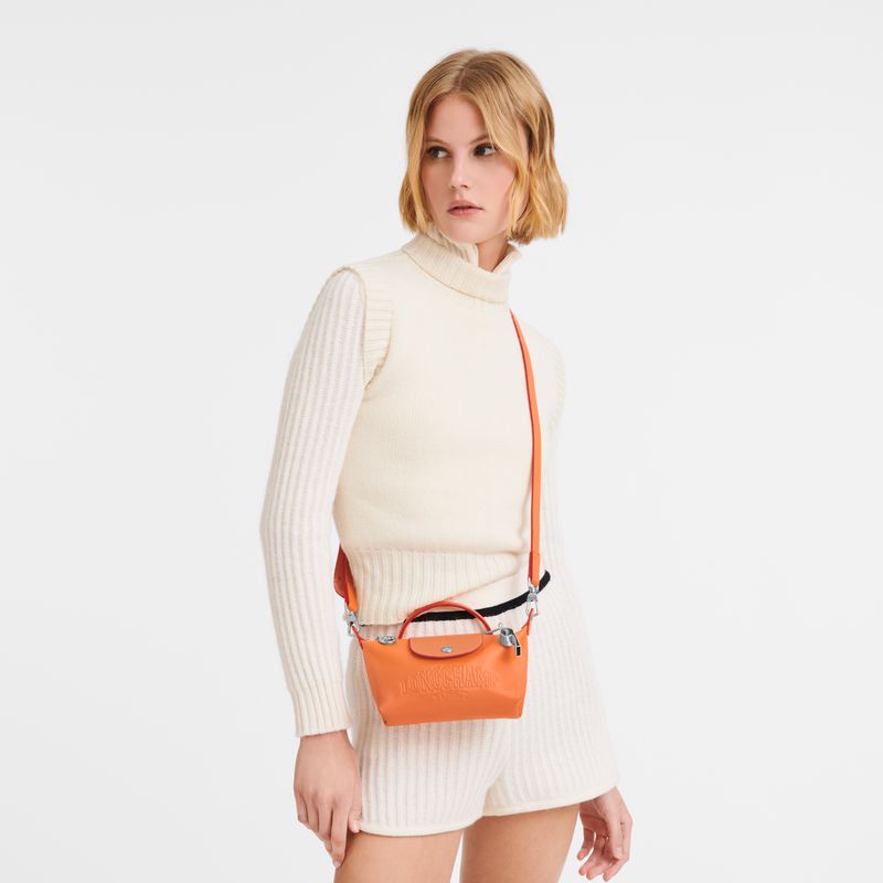 long champ Le Pliage Xtra XS Pouch Leather Női Crossbody Táska Narancssárga | HUJP9013