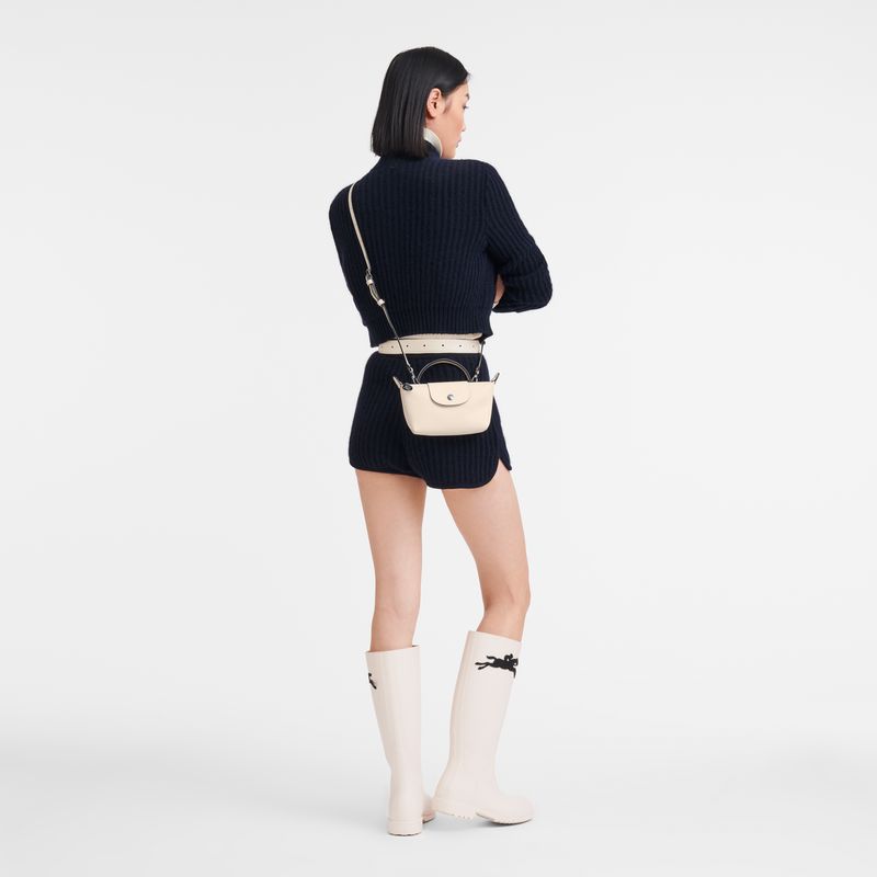 long champ Le Pliage Xtra XS Pouch Leather Női Crossbody Táska Ecru | HUUZ9003