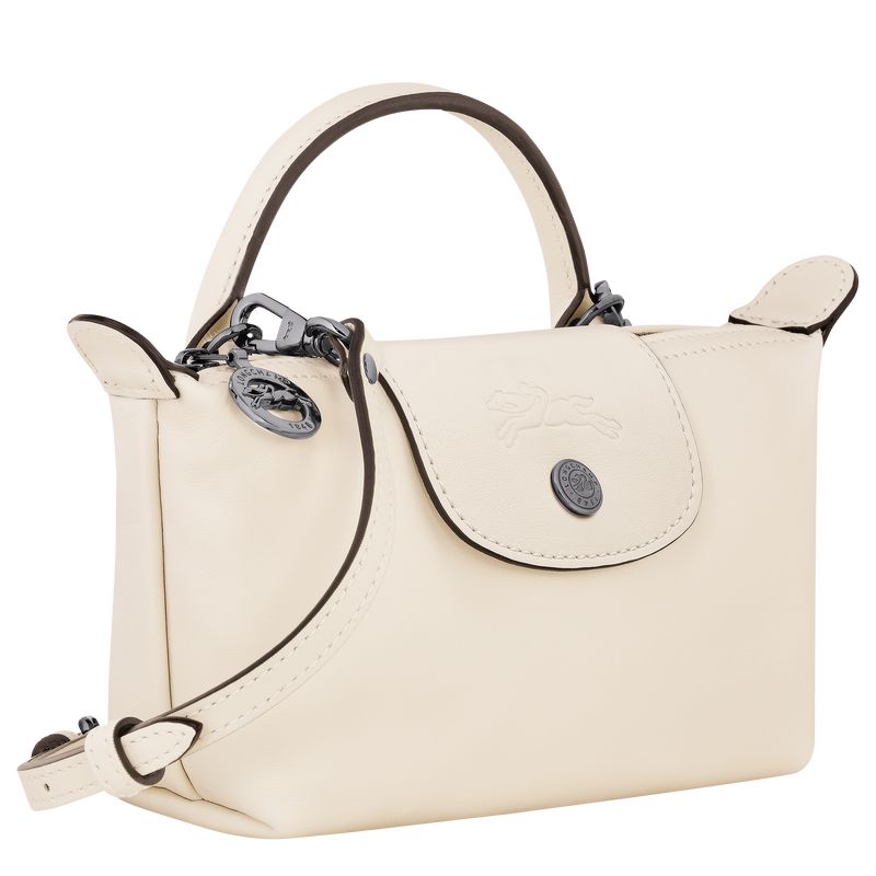 long champ Le Pliage Xtra XS Pouch Leather Női Crossbody Táska Ecru | HUUZ9003