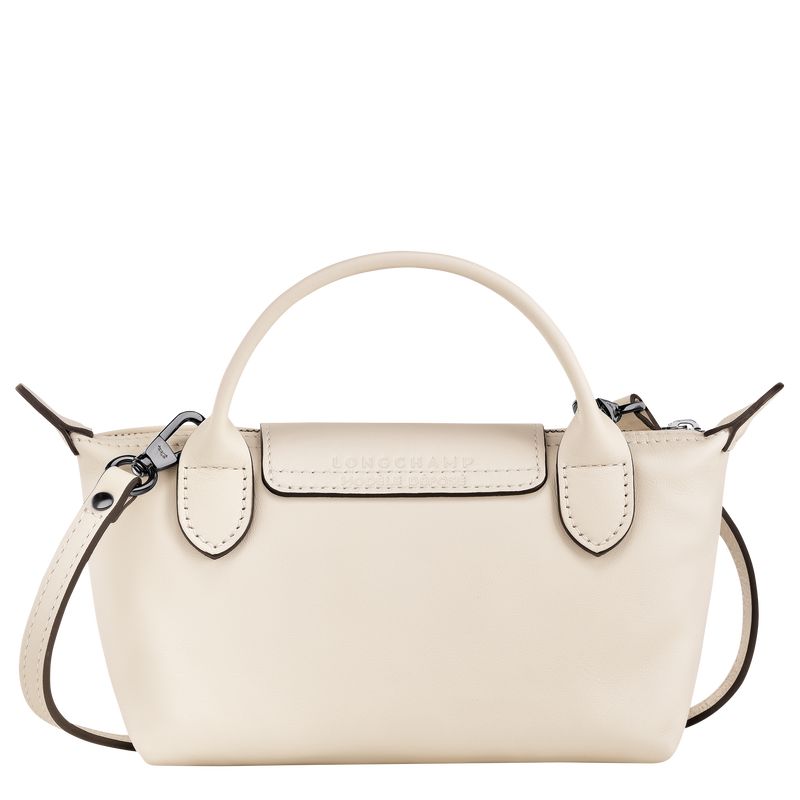 long champ Le Pliage Xtra XS Pouch Leather Női Crossbody Táska Ecru | HUUZ9003