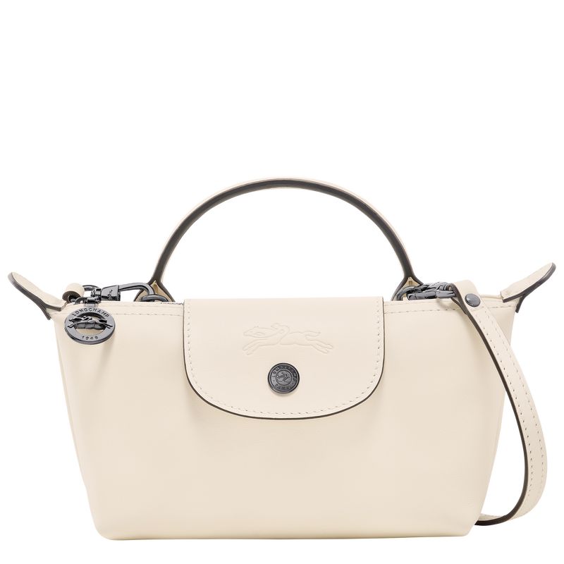 long champ Le Pliage Xtra XS Pouch Leather Női Crossbody Táska Ecru | HUUZ9003