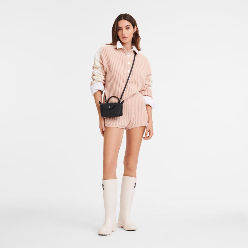 long champ Le Pliage Xtra XS Pouch Leather Női Crossbody Táska Fekete | HUYX9002