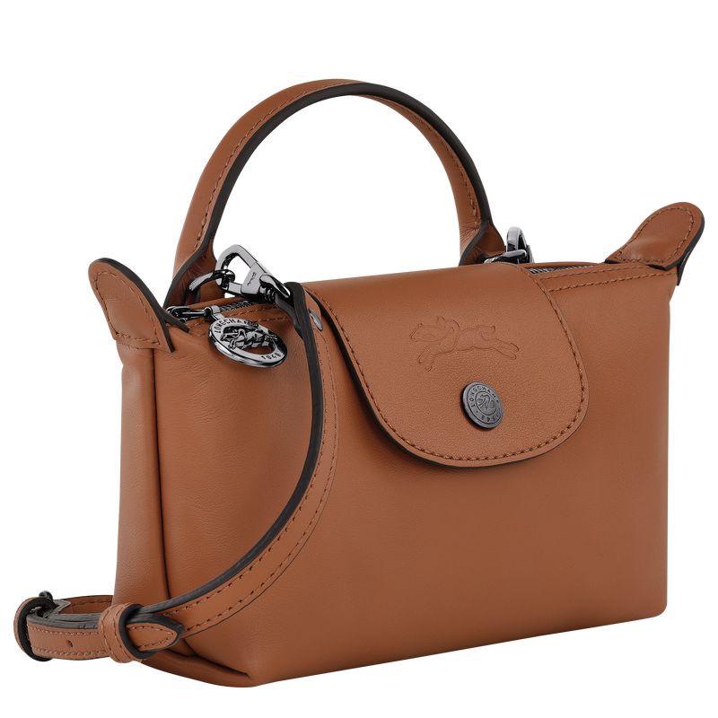 long champ Le Pliage Xtra XS Pouch Leather Női Crossbody Táska Cognac | HUYX8950