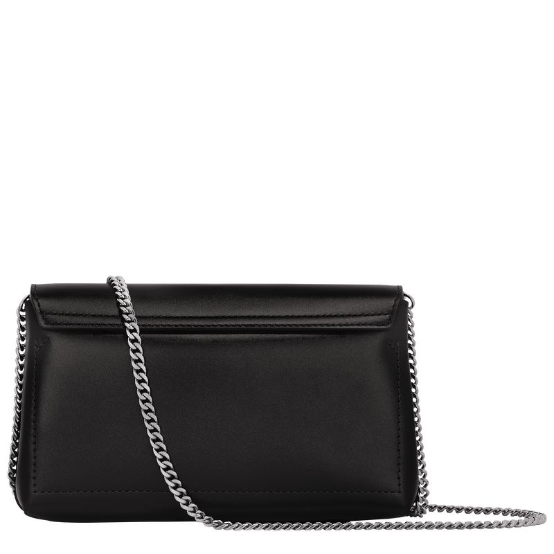 long champ Le Roseau Clutch Leather Női Pouches Fekete | HUQM8685