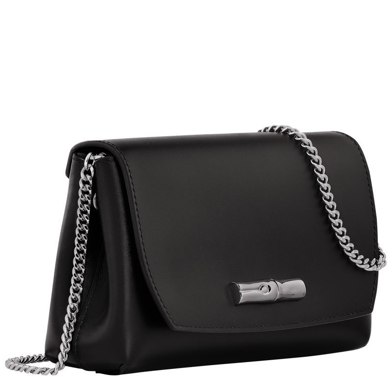 long champ Le Roseau Clutch Leather Női Pouches Fekete | HUGS8462