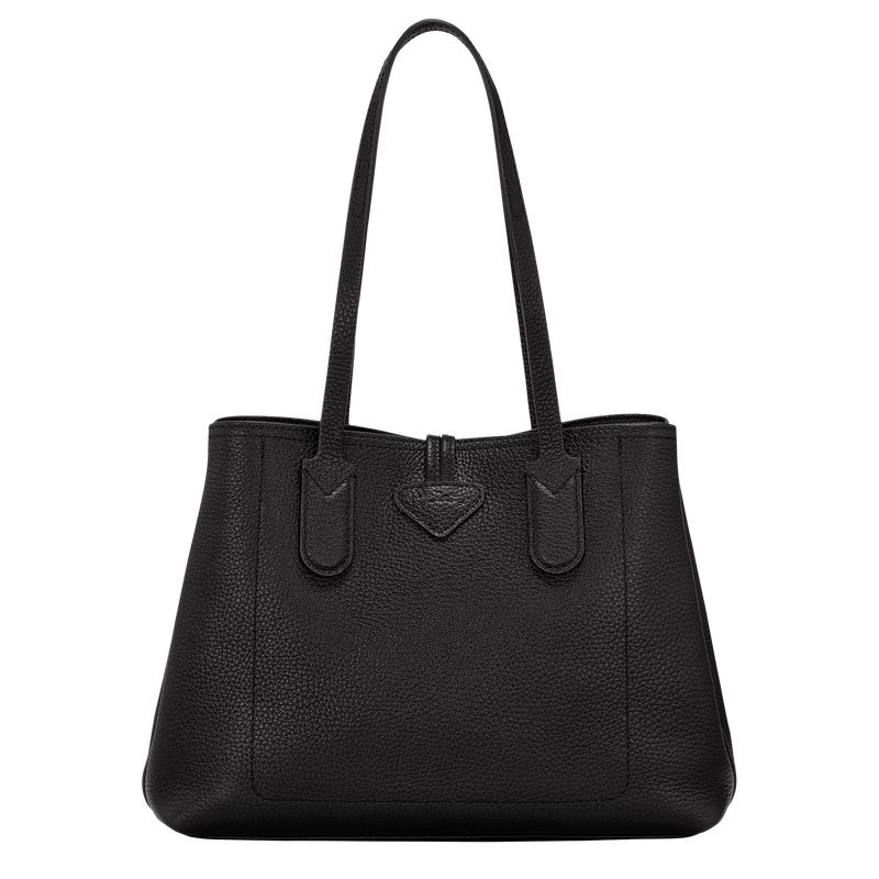 long champ Le Roseau Essential M Tote Leather Női Válltáskák Fekete | HUXY8861