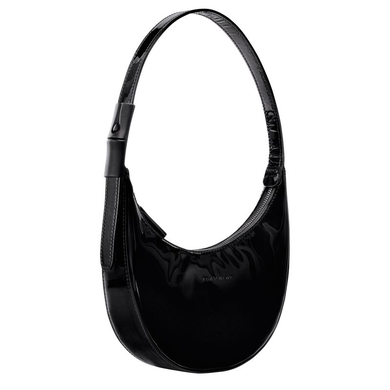 long champ Le Roseau Essential S Hobo Leather Női Válltáskák Fekete | HUMQ8867