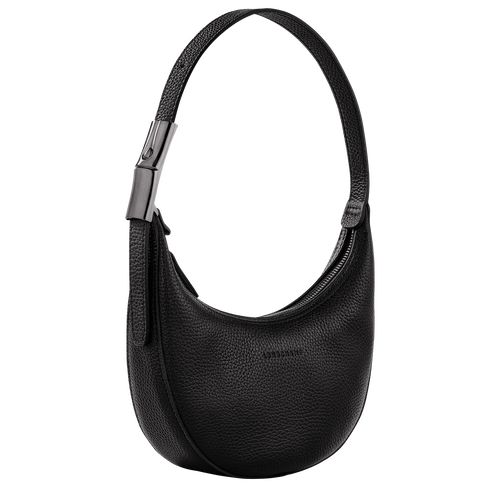 long champ Le Roseau Essential S Hobo Leather Női Válltáskák Fekete | HUHA8825